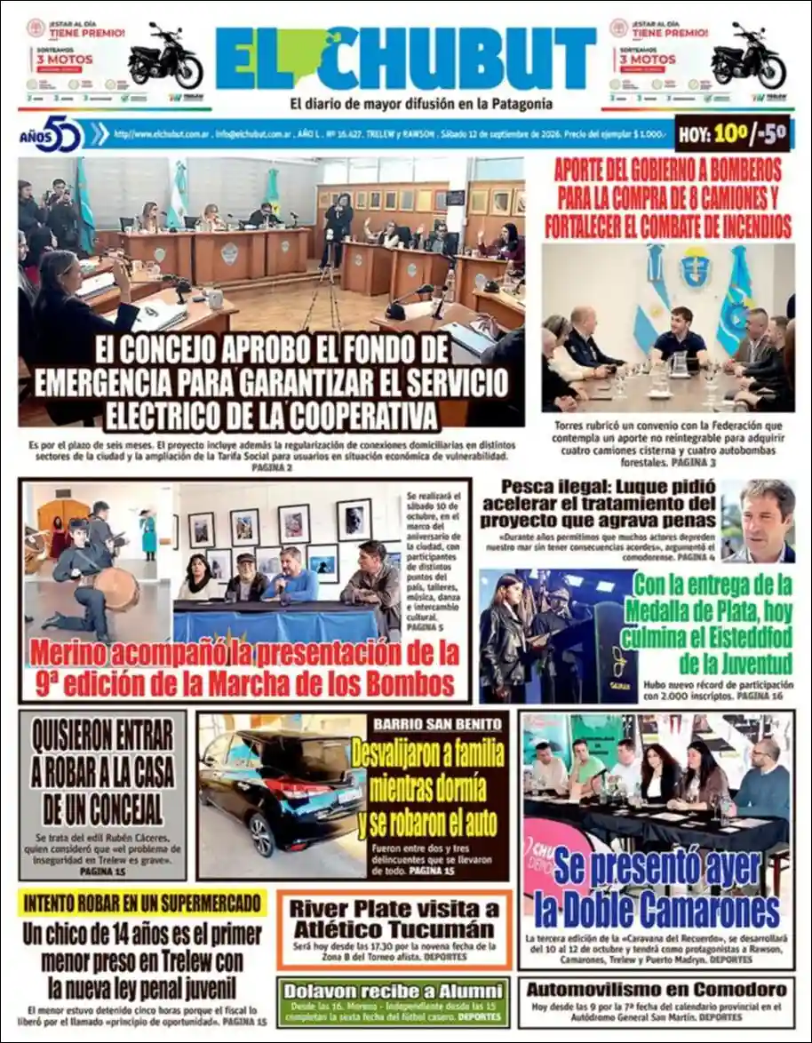 Estudios Max | RETRO FM - Tapa del diario El Chubut
