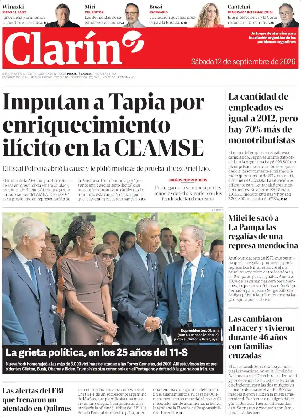 Estudios Max | RETRO FM - Tapa del diario Clarin
