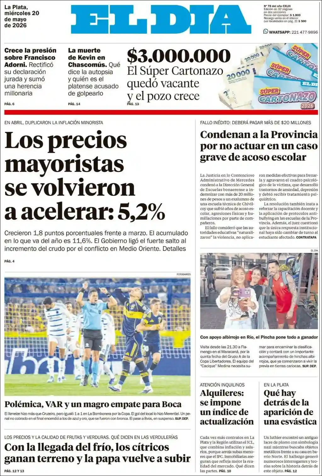 Estudios Max | RETRO FM - Tapa del diario El Dia